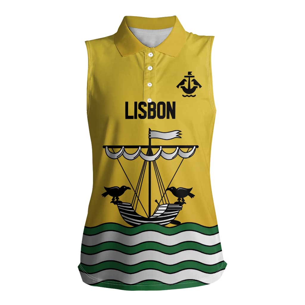 Personalized Lisbon Portugal Women Sleeveless Polo Shirt Flag Style - Wonder Print Shop