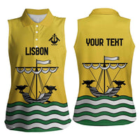 Personalized Lisbon Portugal Women Sleeveless Polo Shirt Flag Style - Wonder Print Shop