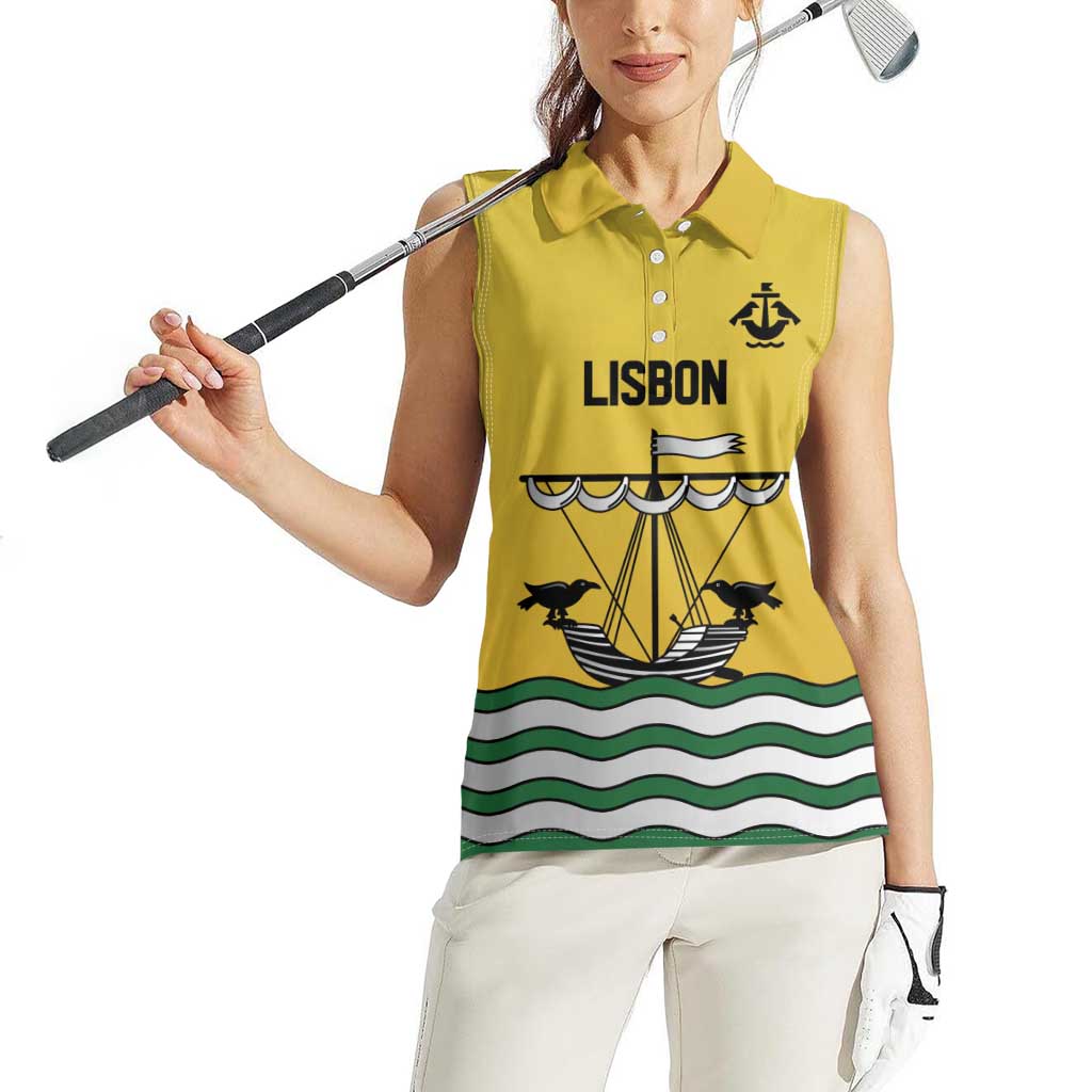 Personalized Lisbon Portugal Women Sleeveless Polo Shirt Flag Style - Wonder Print Shop