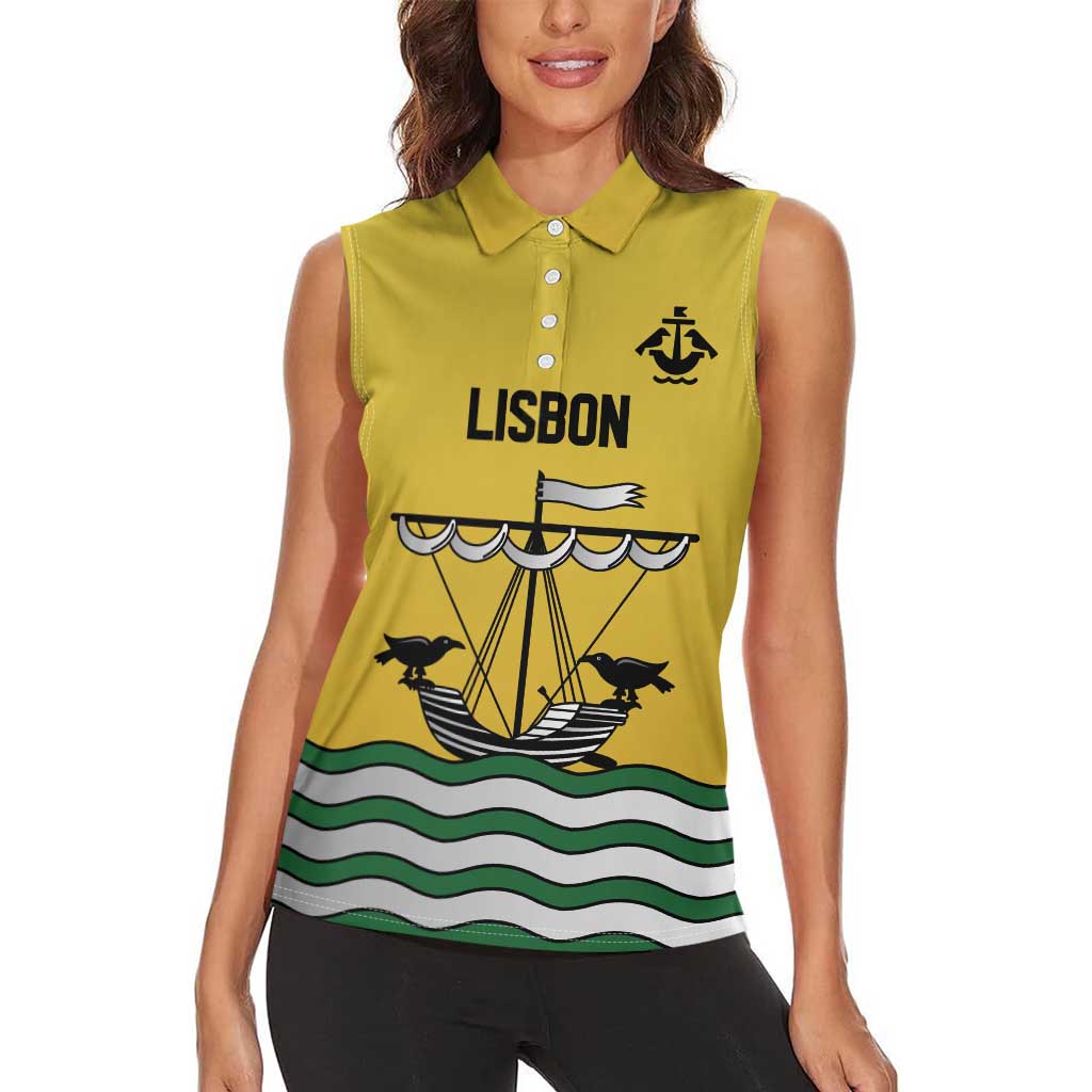 Personalized Lisbon Portugal Women Sleeveless Polo Shirt Flag Style - Wonder Print Shop