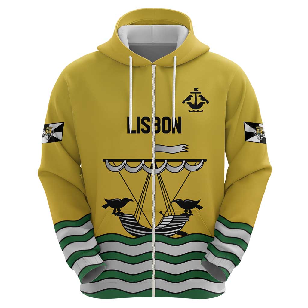 Personalized Lisbon Portugal Zip Hoodie Flag Style - Wonder Print Shop