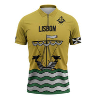 Personalized Lisbon Portugal Zipper Polo Shirt Flag Style - Wonder Print Shop