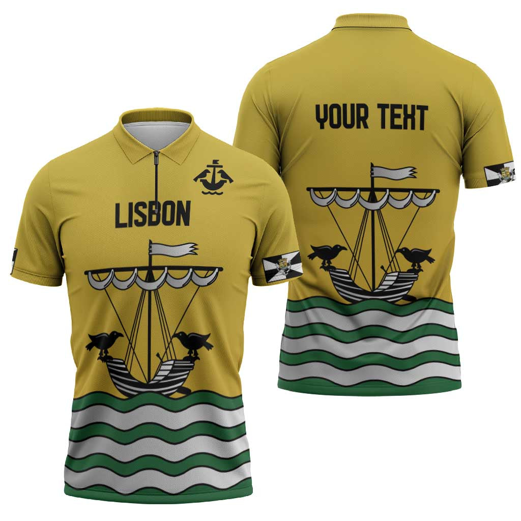 Personalized Lisbon Portugal Zipper Polo Shirt Flag Style - Wonder Print Shop