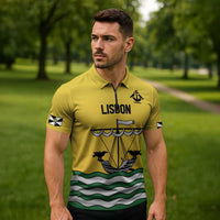 Personalized Lisbon Portugal Zipper Polo Shirt Flag Style - Wonder Print Shop