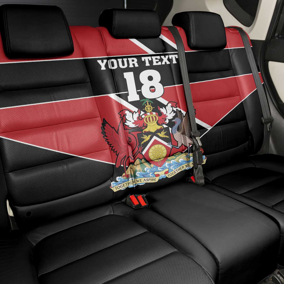Custom Trinidad and Tobago Back Car Seat Cover Together We Aspire Together We Achieve - Wonder Print Shop