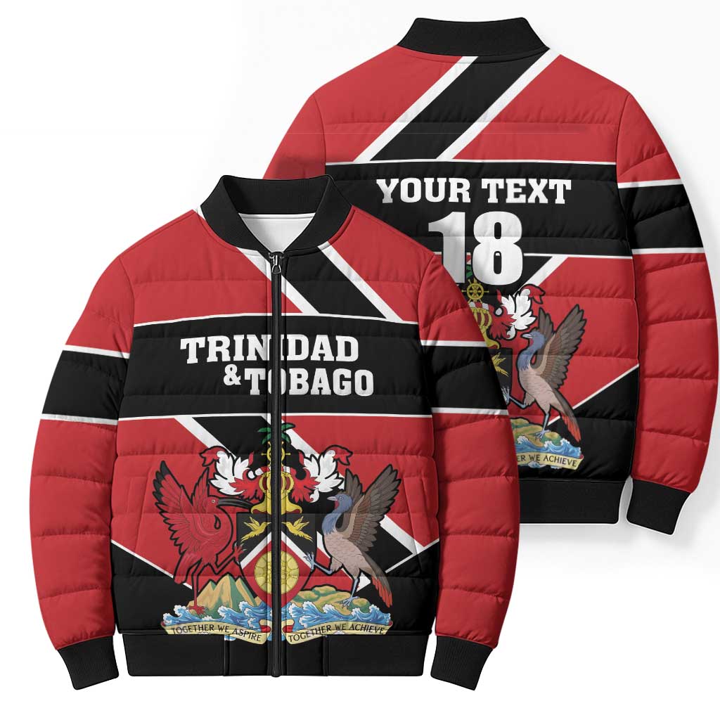 Custom Trinidad and Tobago Bomber Puffer Jacket Together We Aspire Together We Achieve - Wonder Print Shop
