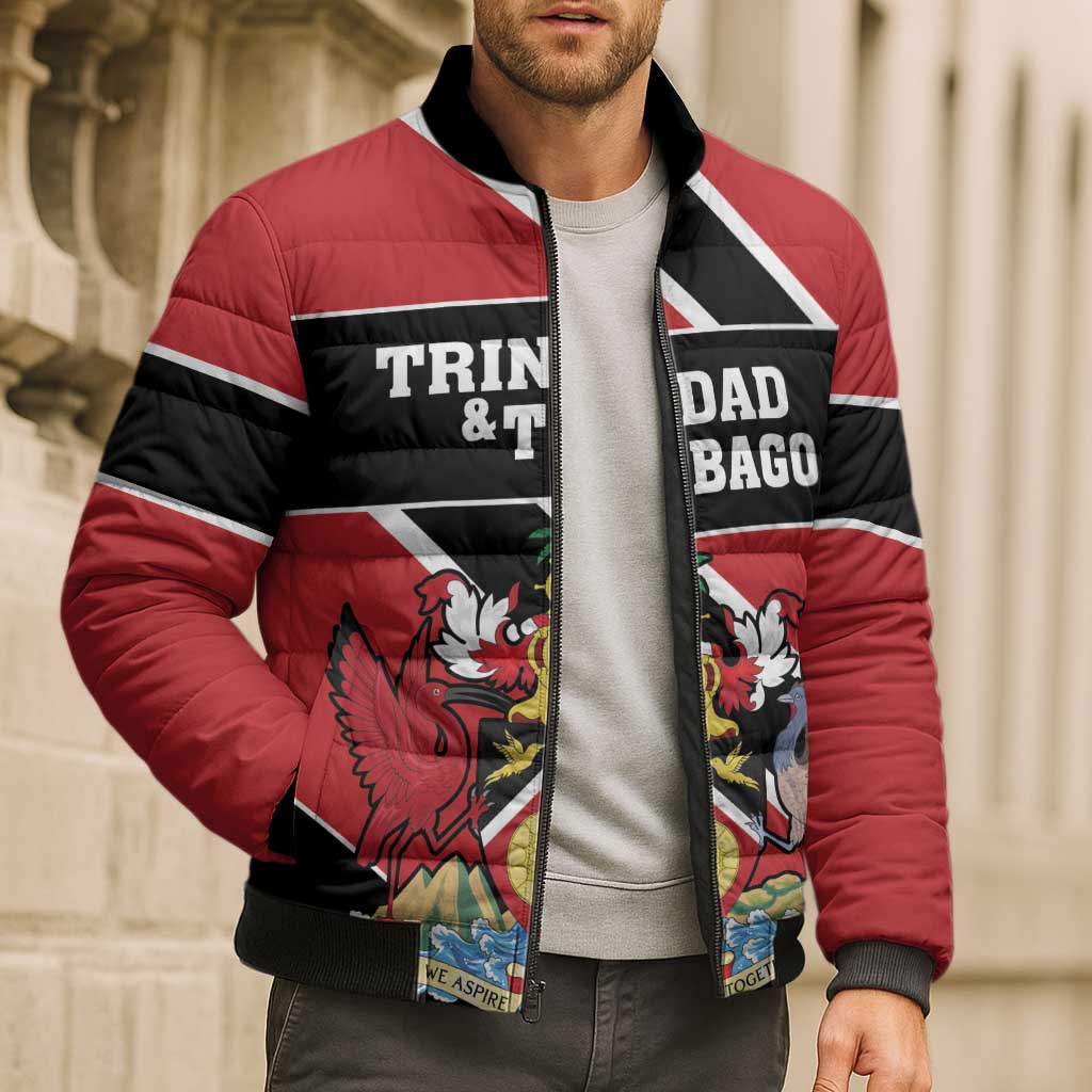 Custom Trinidad and Tobago Bomber Puffer Jacket Together We Aspire Together We Achieve - Wonder Print Shop