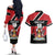 Custom Trinidad and Tobago Couples Matching Off The Shoulder Long Sleeve Dress and Hawaiian Shirt Together We Aspire Together We Achieve - Wonder Print Shop