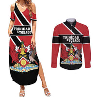 Custom Trinidad and Tobago Couples Matching Summer Maxi Dress and Long Sleeve Button Shirt Together We Aspire Together We Achieve - Wonder Print Shop