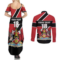 Custom Trinidad and Tobago Couples Matching Summer Maxi Dress and Long Sleeve Button Shirt Together We Aspire Together We Achieve - Wonder Print Shop