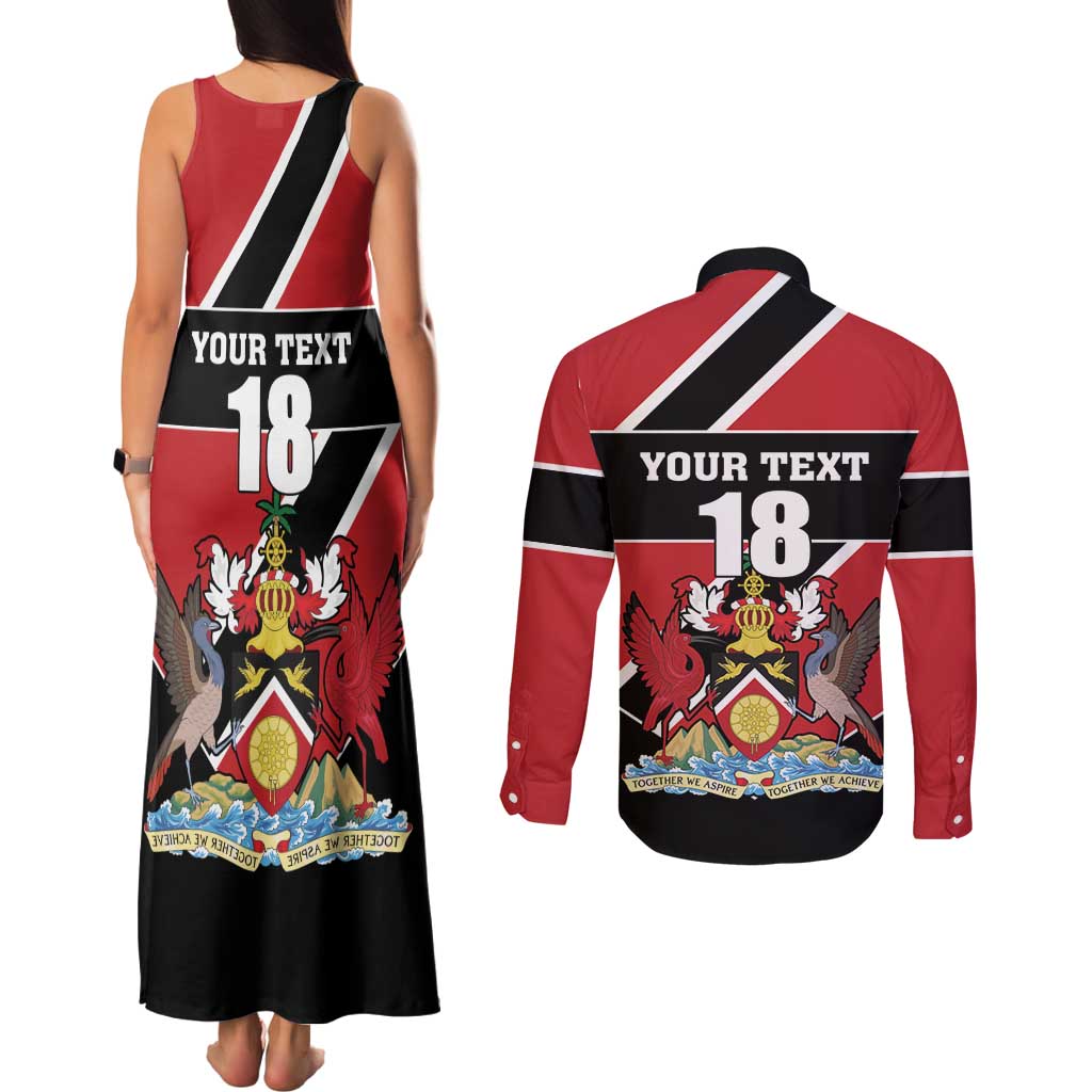 Custom Trinidad and Tobago Couples Matching Tank Maxi Dress and Long Sleeve Button Shirt Together We Aspire Together We Achieve - Wonder Print Shop