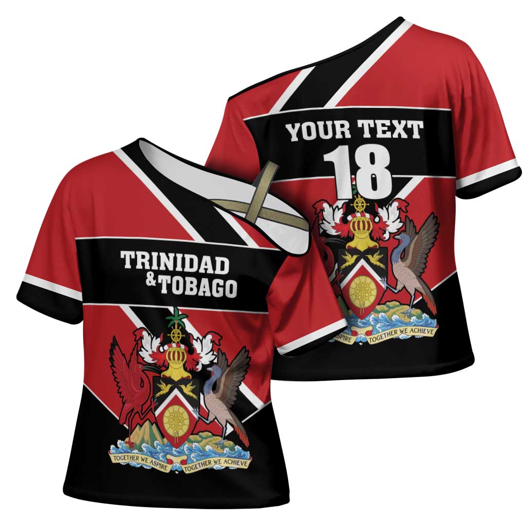Custom Trinidad and Tobago Cross Shoulder Shirt Together We Aspire Together We Achieve - Wonder Print Shop
