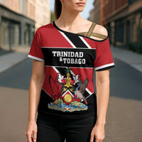 Custom Trinidad and Tobago Cross Shoulder Shirt Together We Aspire Together We Achieve - Wonder Print Shop