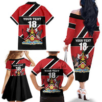 Custom Trinidad and Tobago Family Matching Off The Shoulder Long Sleeve Dress and Hawaiian Shirt Together We Aspire Together We Achieve - Wonder Print Shop