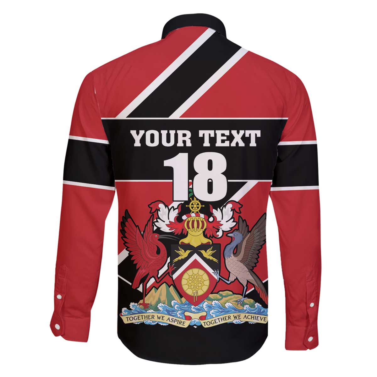 Custom Trinidad and Tobago Family Matching Off The Shoulder Long Sleeve Dress and Hawaiian Shirt Together We Aspire Together We Achieve - Wonder Print Shop