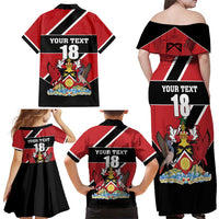 Custom Trinidad and Tobago Family Matching Off Shoulder Maxi Dress and Hawaiian Shirt Together We Aspire Together We Achieve - Wonder Print Shop