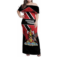 Custom Trinidad and Tobago Family Matching Off Shoulder Maxi Dress and Hawaiian Shirt Together We Aspire Together We Achieve - Wonder Print Shop