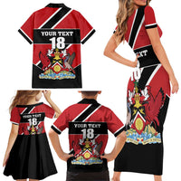 Custom Trinidad and Tobago Family Matching Short Sleeve Bodycon Dress and Hawaiian Shirt Together We Aspire Together We Achieve - Wonder Print Shop