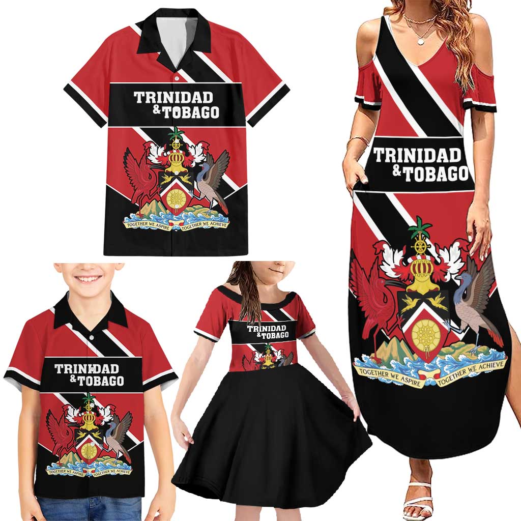 Custom Trinidad and Tobago Family Matching Summer Maxi Dress and Hawaiian Shirt Together We Aspire Together We Achieve - Wonder Print Shop