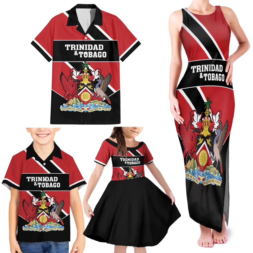 Custom Trinidad and Tobago Family Matching Tank Maxi Dress and Hawaiian Shirt Together We Aspire Together We Achieve - Wonder Print Shop
