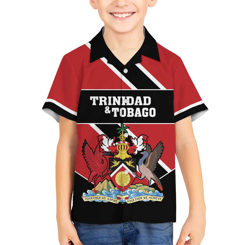 Custom Trinidad and Tobago Kid Hawaiian Shirt Together We Aspire Together We Achieve - Wonder Print Shop
