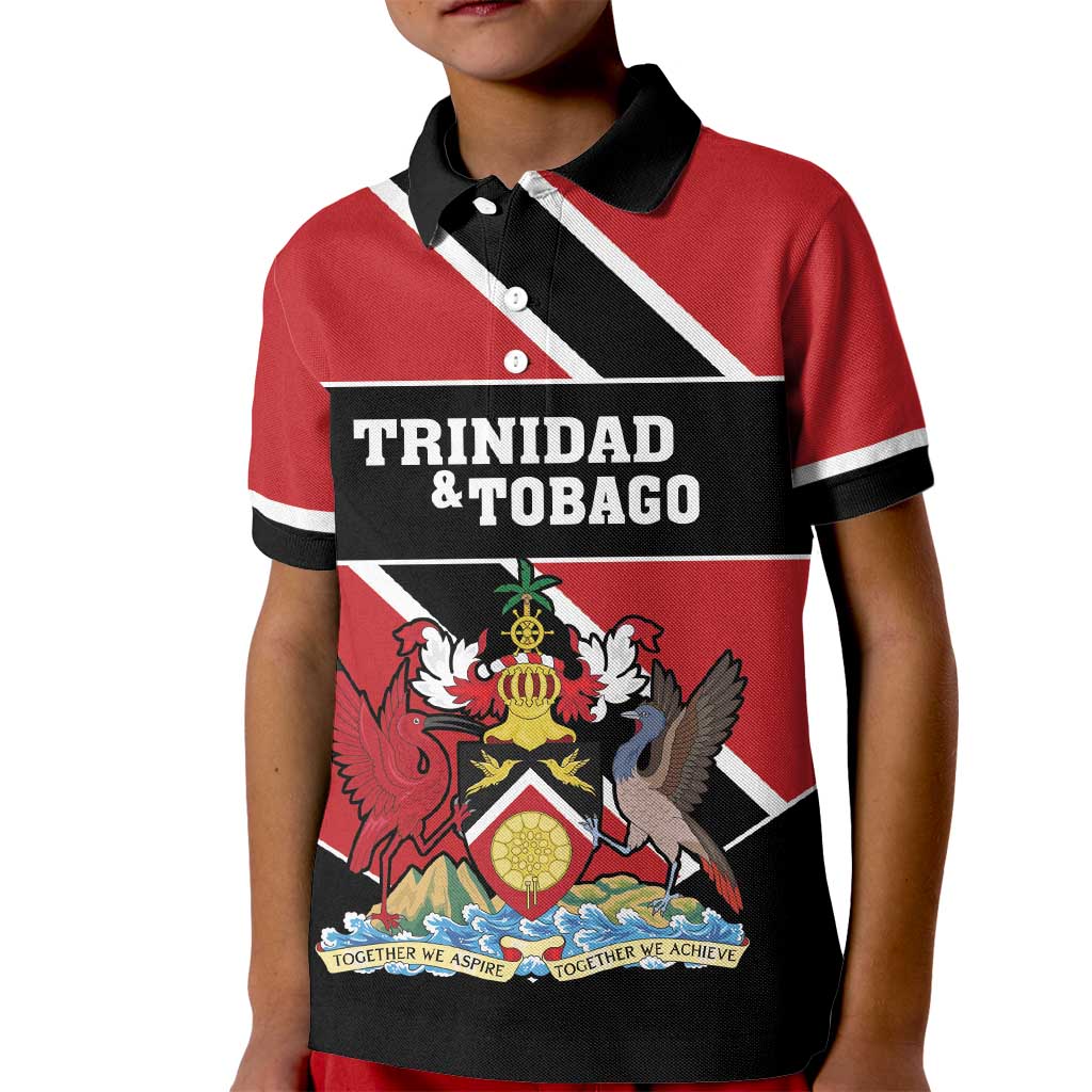 Custom Trinidad and Tobago Kid Polo Shirt Together We Aspire Together We Achieve - Wonder Print Shop