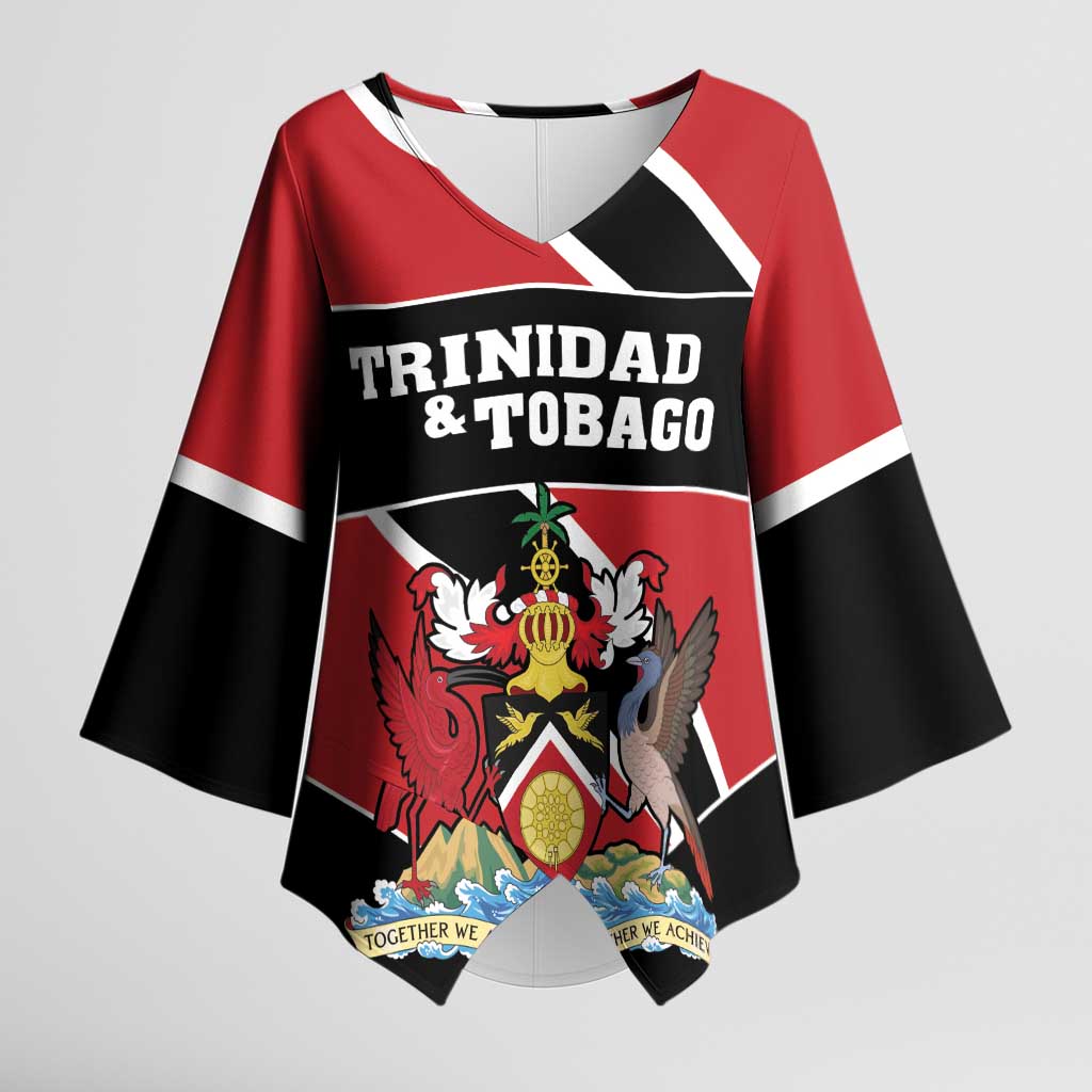 Custom Trinidad and Tobago Kimono Sleeve Blouse Together We Aspire Together We Achieve - Wonder Print Shop