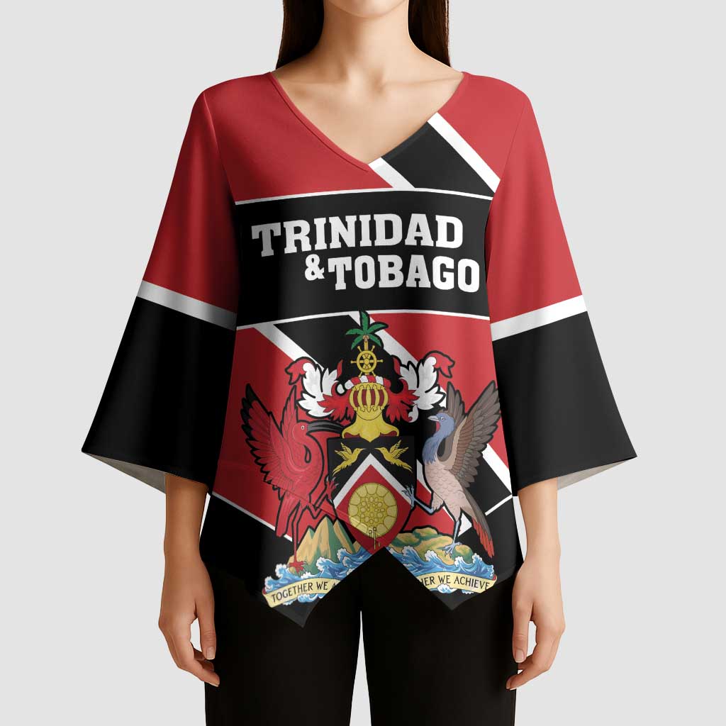 Custom Trinidad and Tobago Kimono Sleeve Blouse Together We Aspire Together We Achieve - Wonder Print Shop