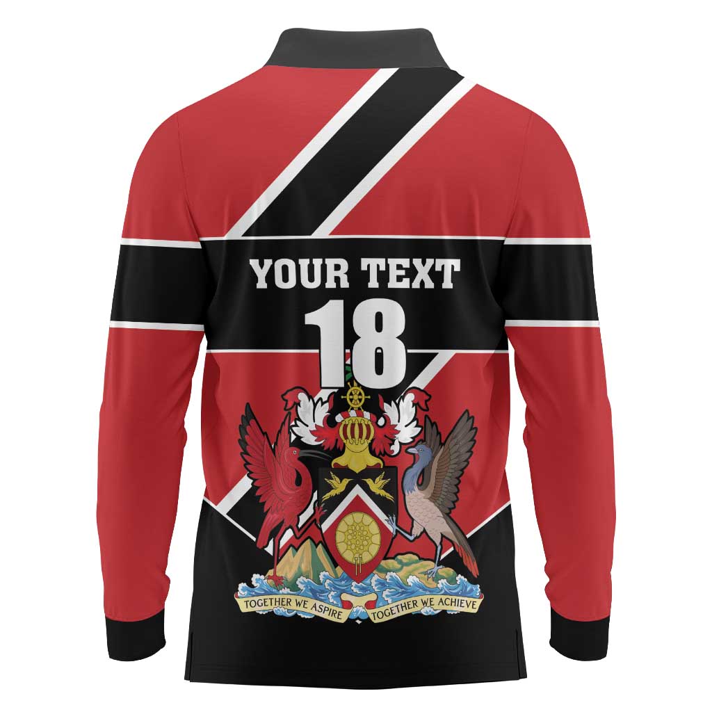 Custom Trinidad and Tobago Long Sleeve Polo Shirt Together We Aspire Together We Achieve - Wonder Print Shop