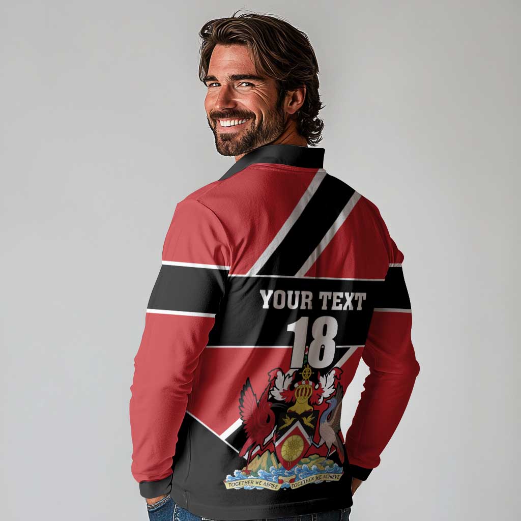 Custom Trinidad and Tobago Long Sleeve Polo Shirt Together We Aspire Together We Achieve - Wonder Print Shop