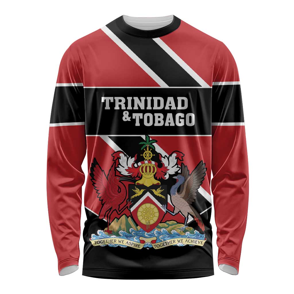 Custom Trinidad and Tobago Long Sleeve Shirt Together We Aspire Together We Achieve - Wonder Print Shop