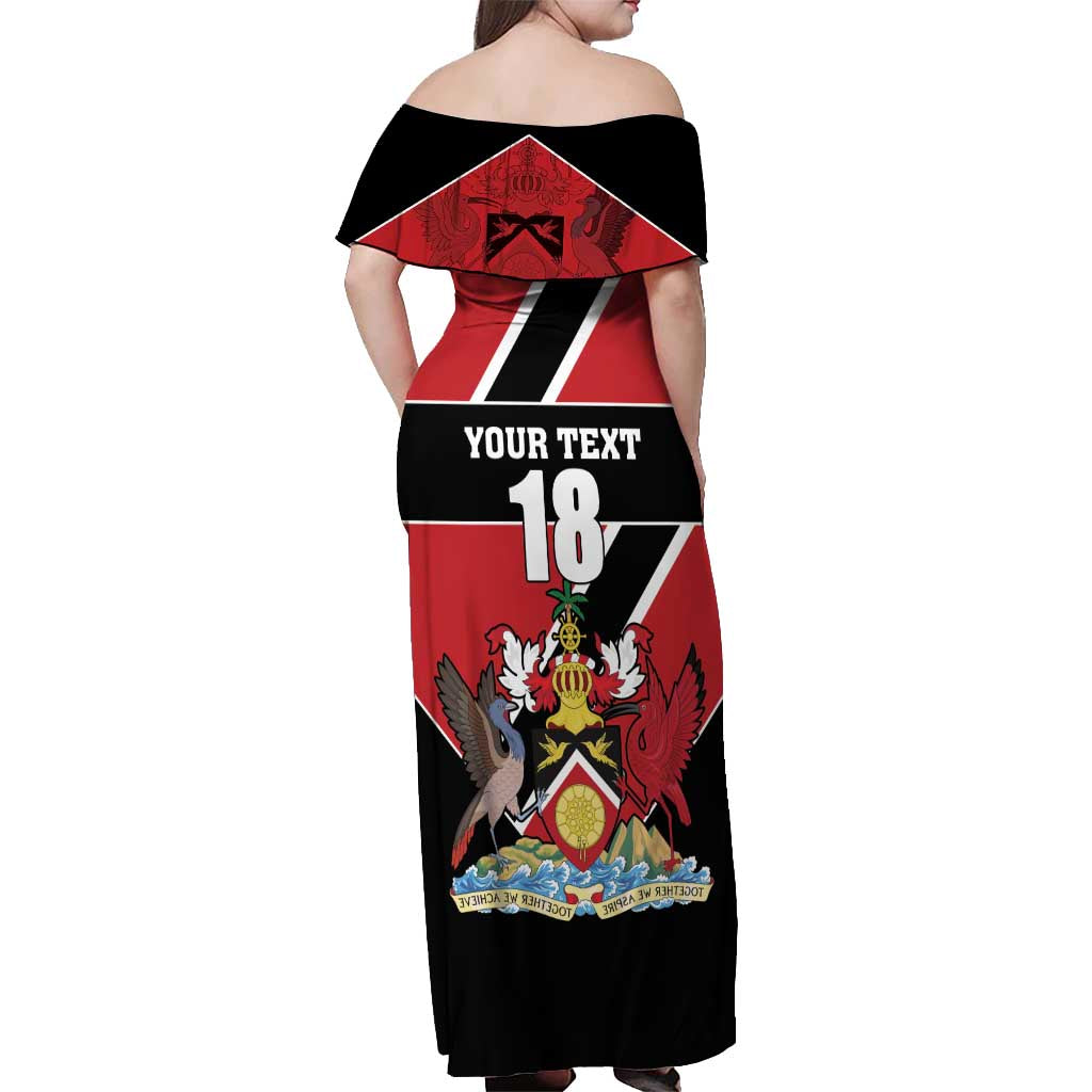 Custom Trinidad and Tobago Off Shoulder Maxi Dress Together We Aspire Together We Achieve - Wonder Print Shop