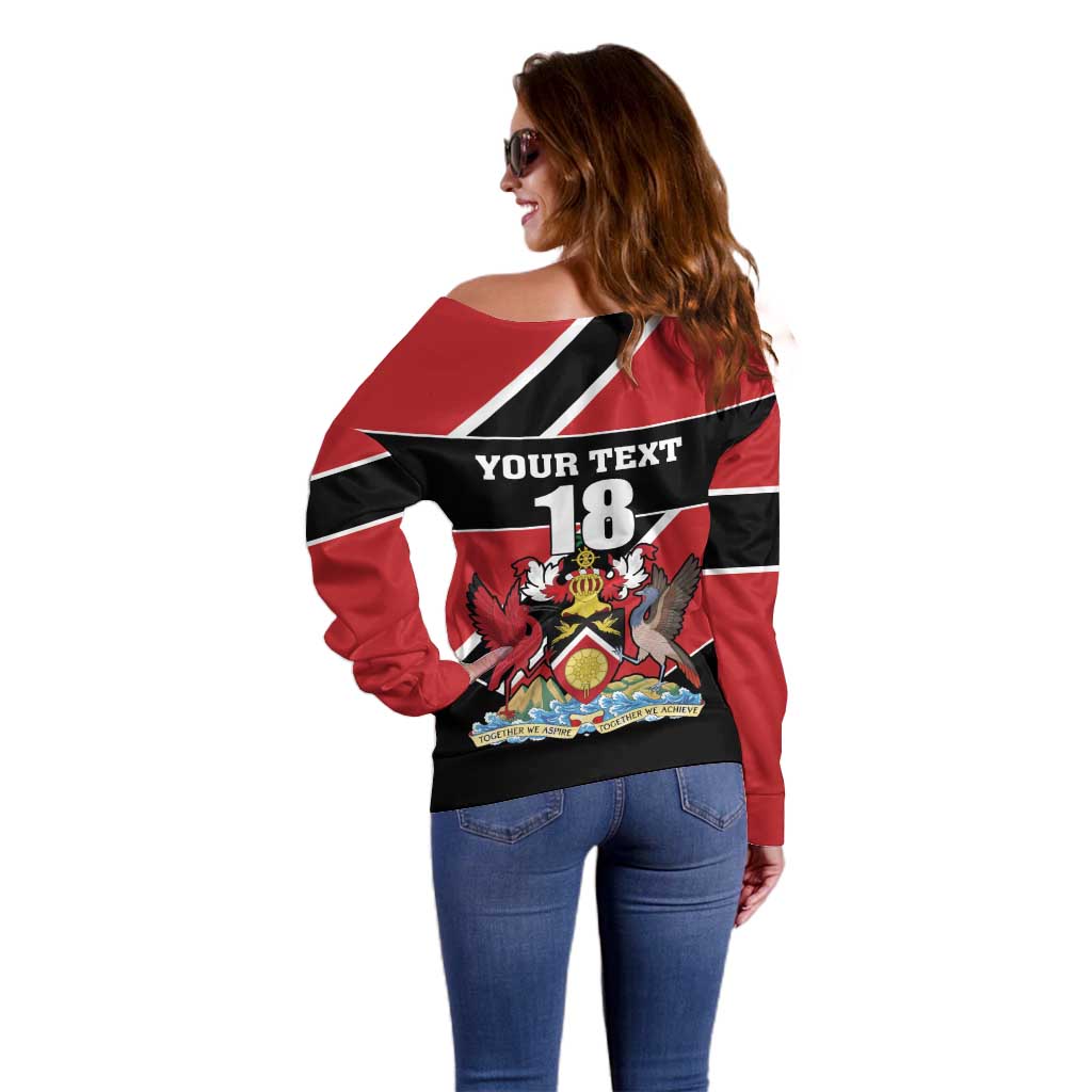 Custom Trinidad and Tobago Off Shoulder Sweater Together We Aspire Together We Achieve - Wonder Print Shop