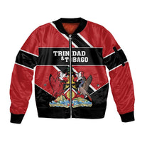 Custom Trinidad and Tobago Sleeve Zip Bomber Jacket Together We Aspire Together We Achieve - Wonder Print Shop