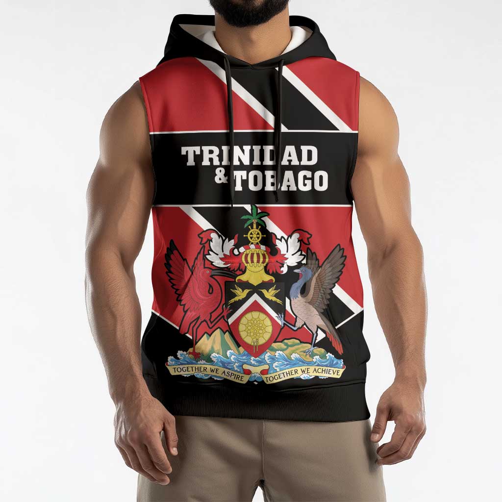 Custom Trinidad and Tobago Sleeveless Hoodie Together We Aspire Together We Achieve - Wonder Print Shop