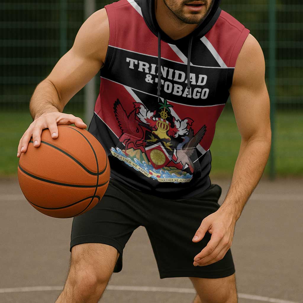Custom Trinidad and Tobago Sleeveless Hoodie Together We Aspire Together We Achieve - Wonder Print Shop