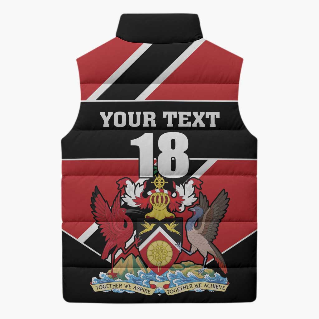 Custom Trinidad and Tobago Sleeveless Puffer Jacket Together We Aspire Together We Achieve - Wonder Print Shop
