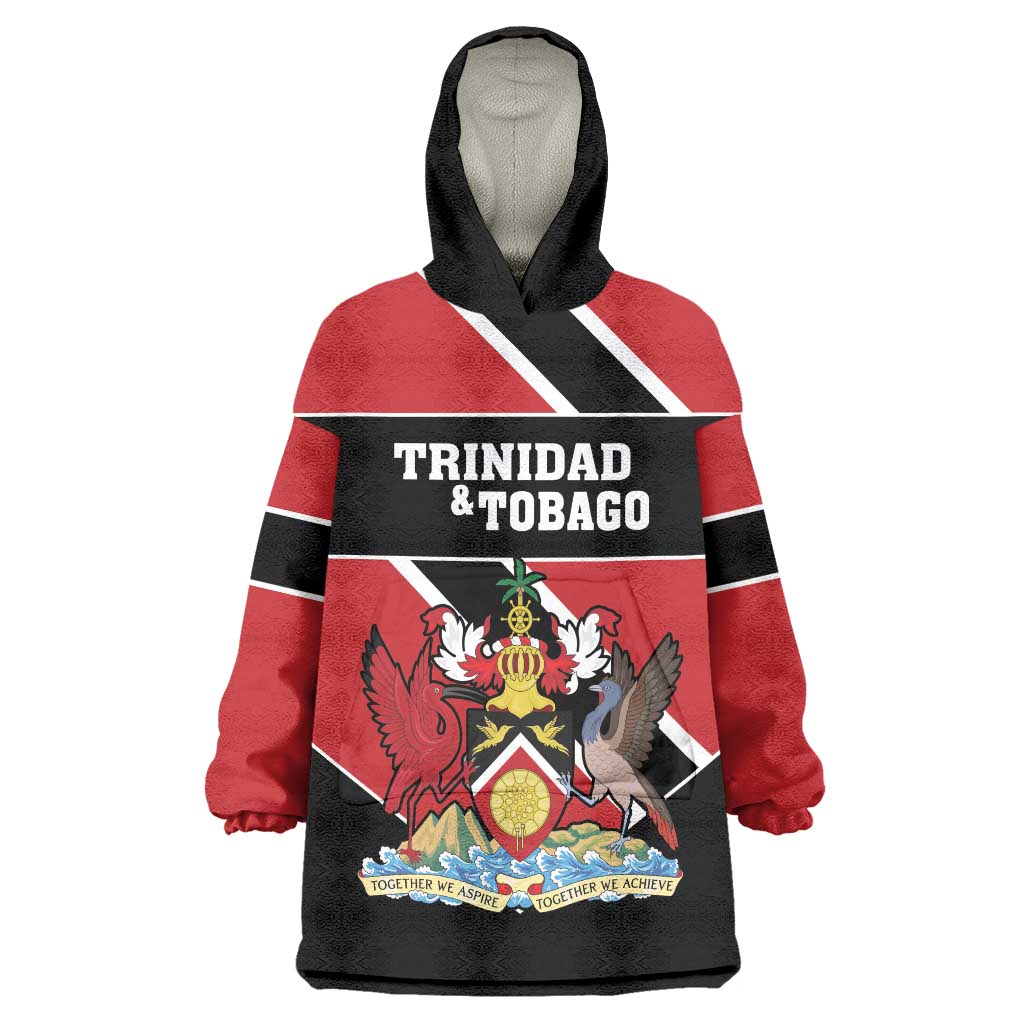 Custom Trinidad and Tobago Wearable Blanket Hoodie Together We Aspire Together We Achieve - Wonder Print Shop