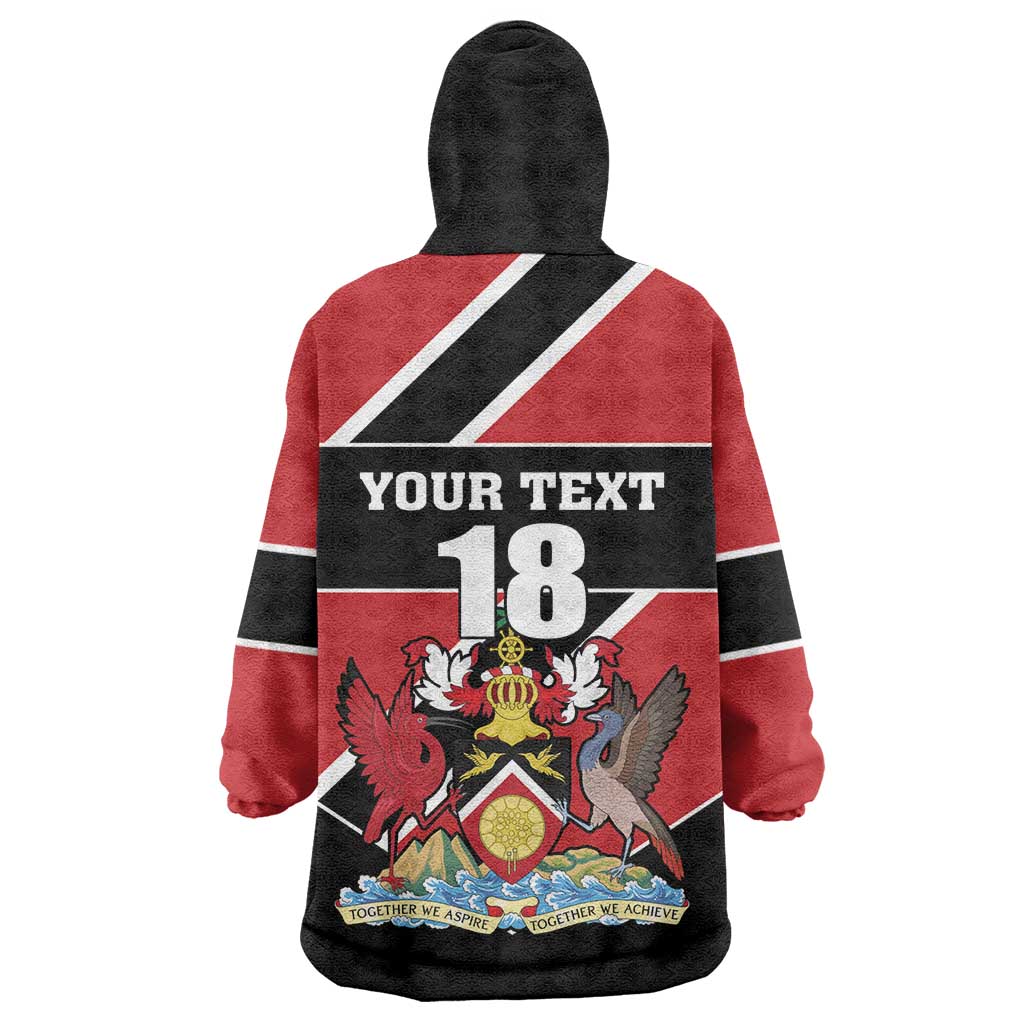 Custom Trinidad and Tobago Wearable Blanket Hoodie Together We Aspire Together We Achieve - Wonder Print Shop