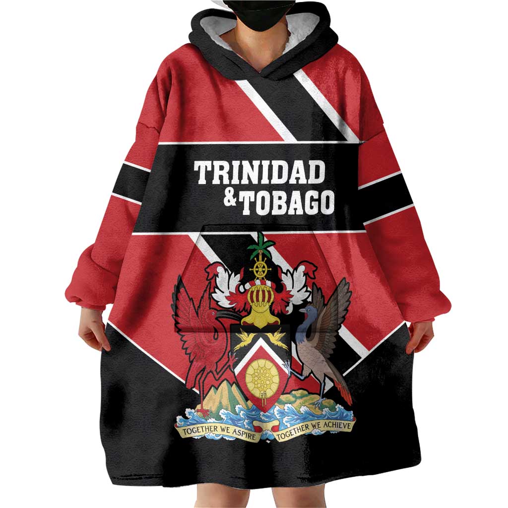 Custom Trinidad and Tobago Wearable Blanket Hoodie Together We Aspire Together We Achieve - Wonder Print Shop