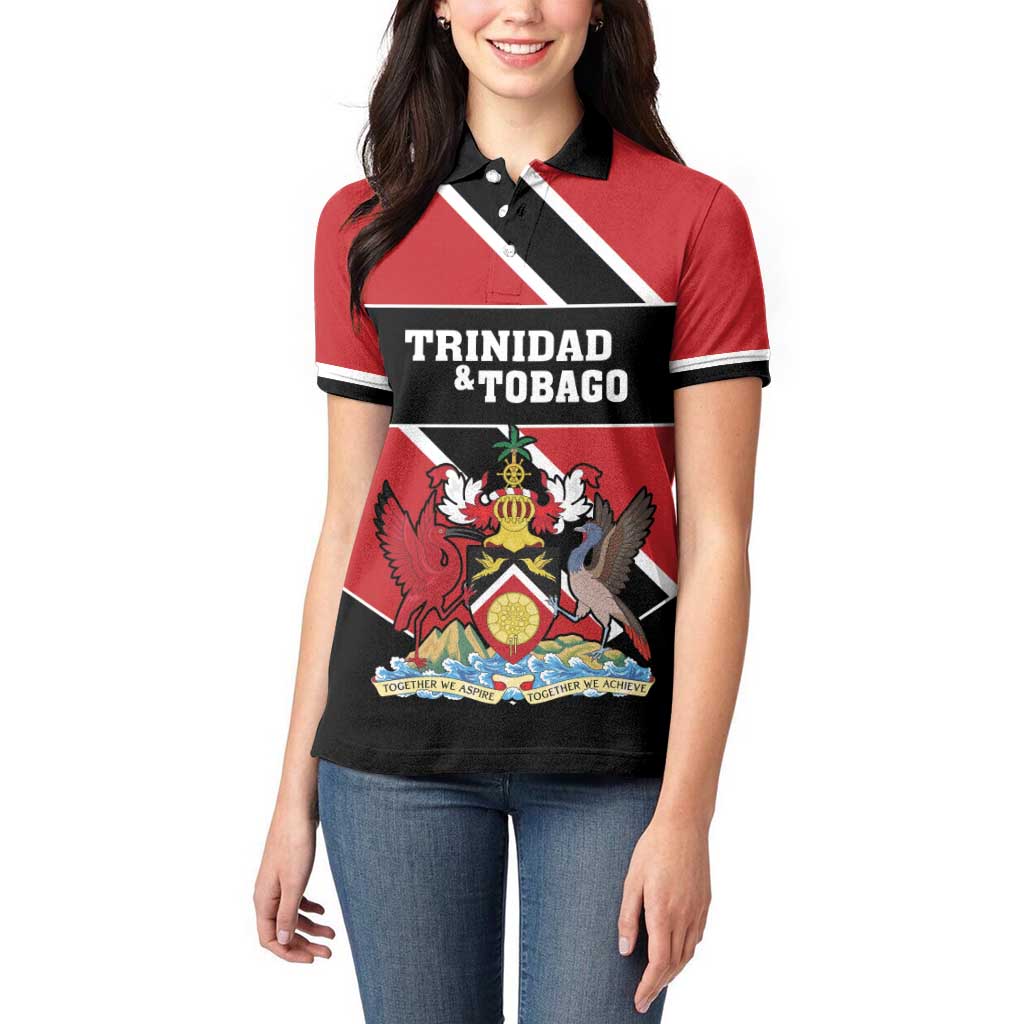 Custom Trinidad and Tobago Women Polo Shirt Together We Aspire Together We Achieve - Wonder Print Shop