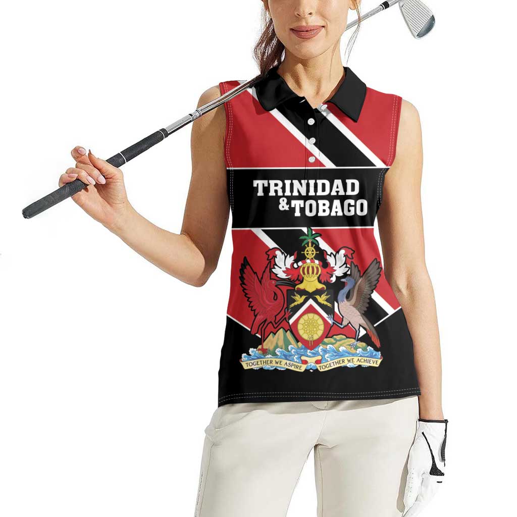 Custom Trinidad and Tobago Women Sleeveless Polo Shirt Together We Aspire Together We Achieve - Wonder Print Shop
