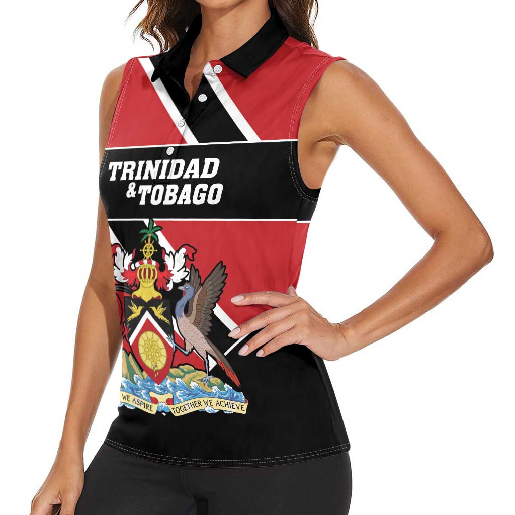 Custom Trinidad and Tobago Women Sleeveless Polo Shirt Together We Aspire Together We Achieve - Wonder Print Shop