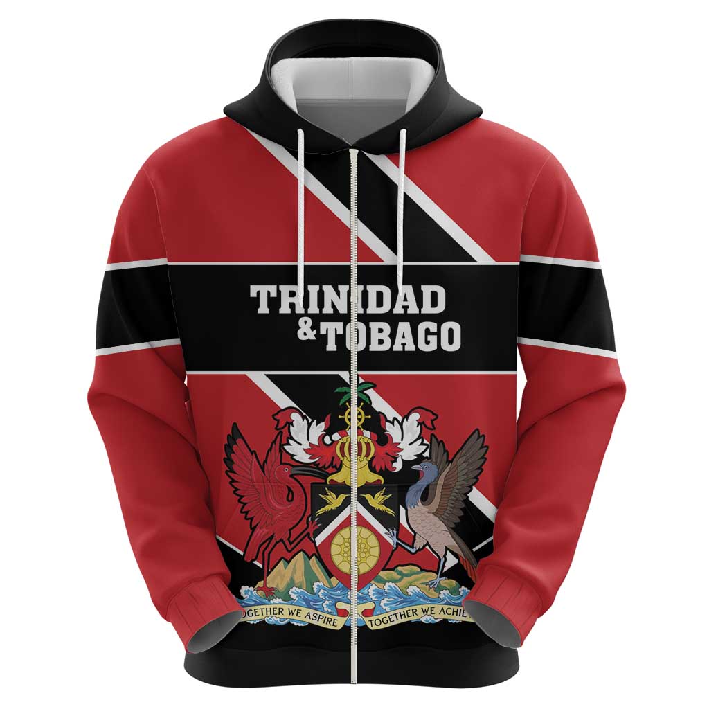 Custom Trinidad and Tobago Zip Hoodie Together We Aspire Together We Achieve - Wonder Print Shop
