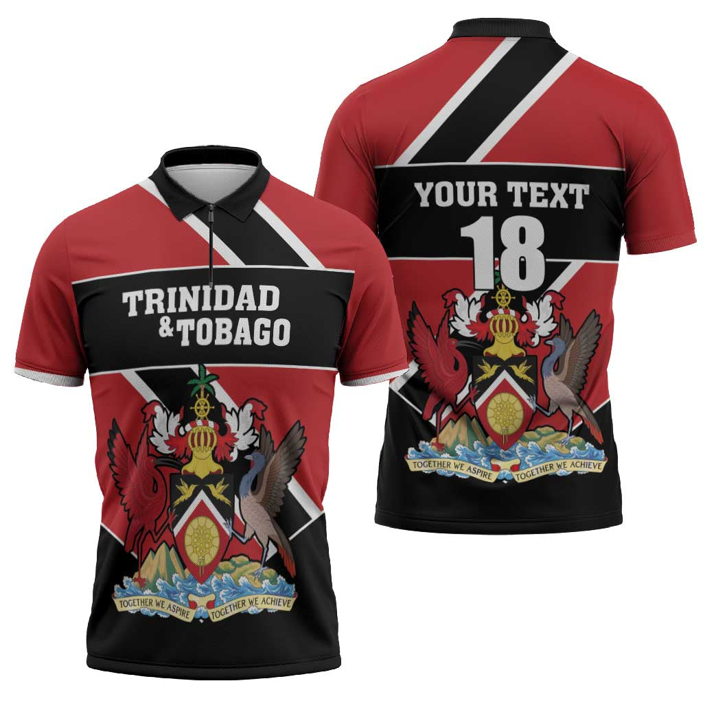 Custom Trinidad and Tobago Zipper Polo Shirt Together We Aspire Together We Achieve - Wonder Print Shop
