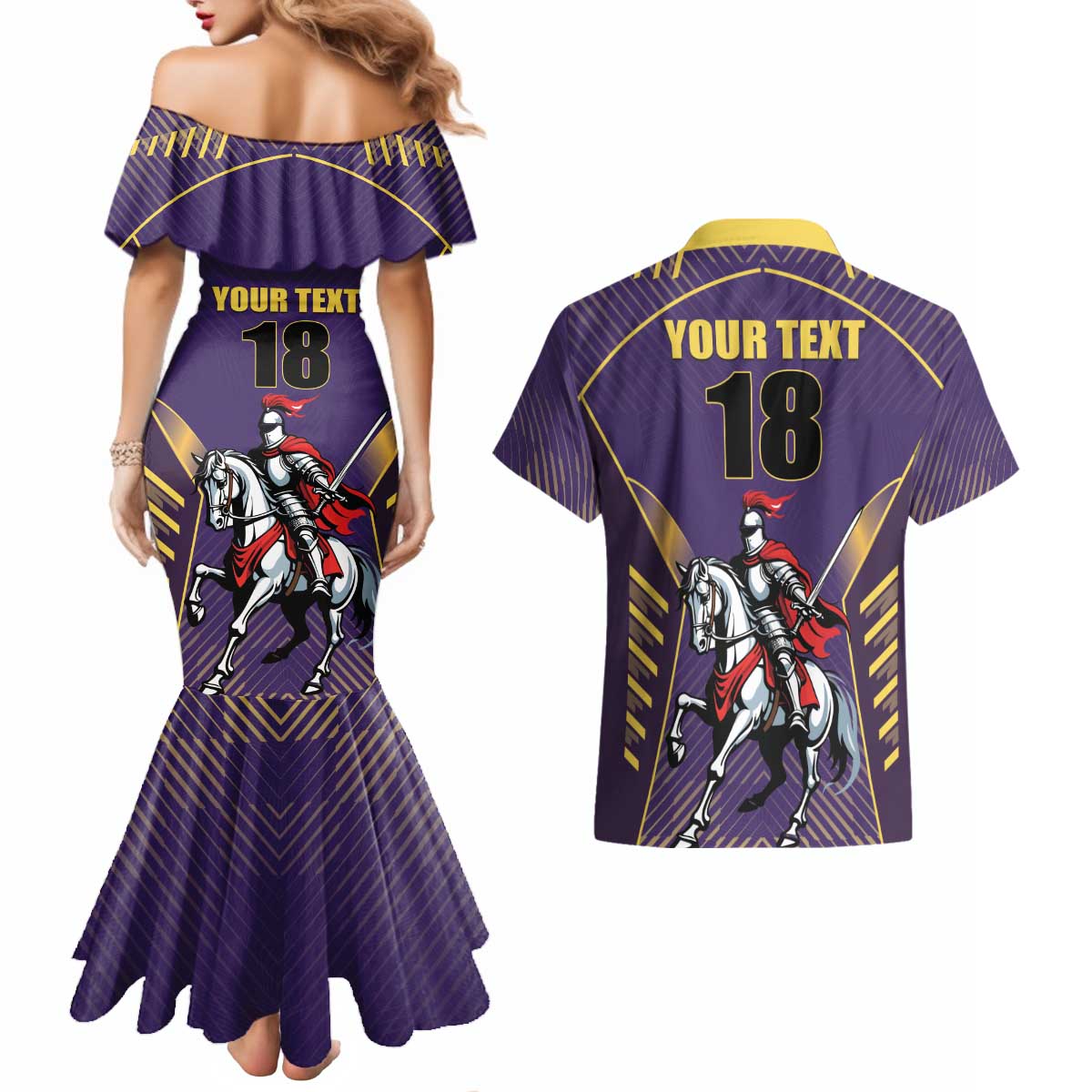 Custom Trinidad and Tobago Cricket Couples Matching Mermaid Dress and Hawaiian Shirt Go Champion Knight Riders - Wonder Print Shop