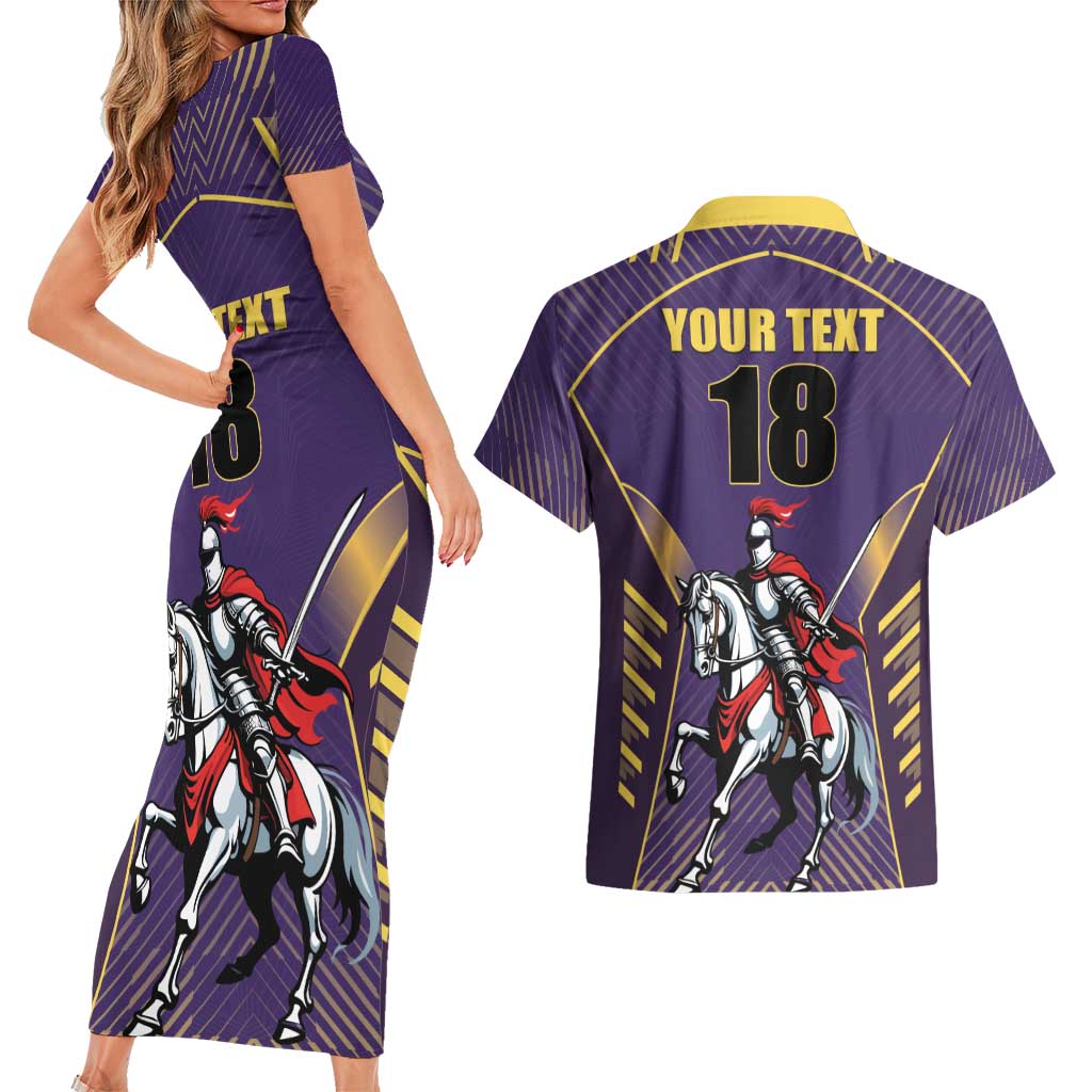 Custom Trinidad and Tobago Cricket Couples Matching Short Sleeve Bodycon Dress and Hawaiian Shirt Go Champion Knight Riders - Wonder Print Shop