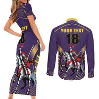 Custom Trinidad and Tobago Cricket Couples Matching Short Sleeve Bodycon Dress and Long Sleeve Button Shirt Go Champion Knight Riders - Wonder Print Shop