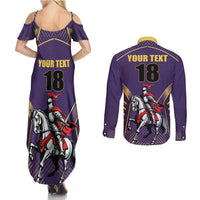 Custom Trinidad and Tobago Cricket Couples Matching Summer Maxi Dress and Long Sleeve Button Shirt Go Champion Knight Riders - Wonder Print Shop