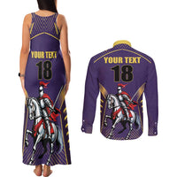 Custom Trinidad and Tobago Cricket Couples Matching Tank Maxi Dress and Long Sleeve Button Shirt Go Champion Knight Riders - Wonder Print Shop